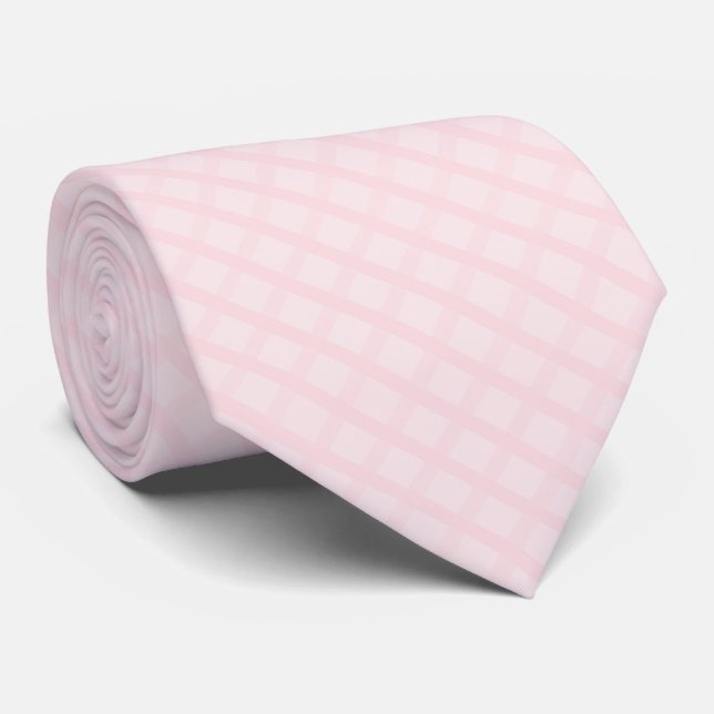 Gravata Balão Rosa e Lavanda Bege Xadrez Vichy (Rolled)