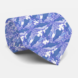 Gravata Baleia-jubarte monocromática azul