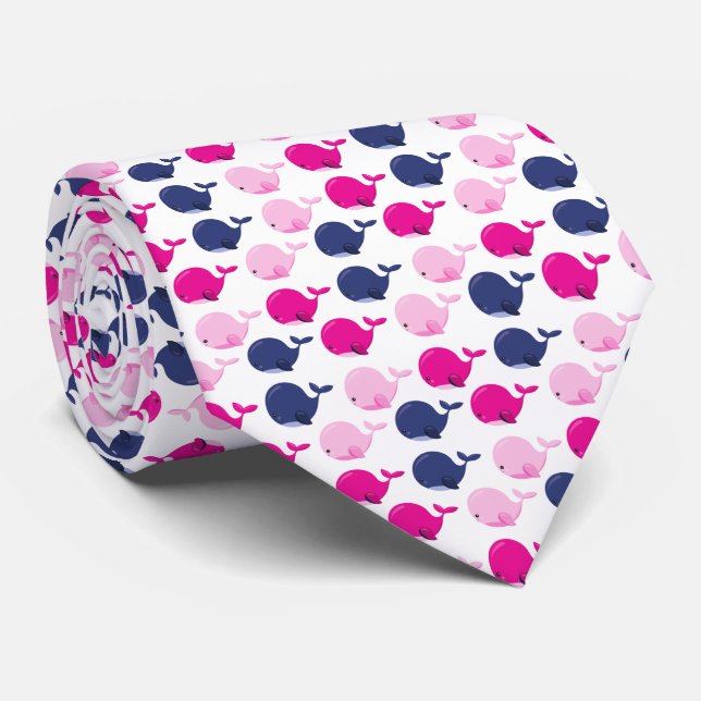 Gravata Baleias Cutas, Padrão De Baleias, Animais Do Mar (Rolled)