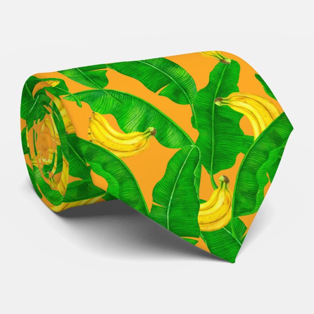 Gravata Bananas e folhas design (Rolled)