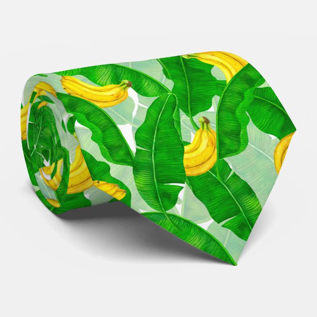 Gravata Bananas e folhas design (Rolled)