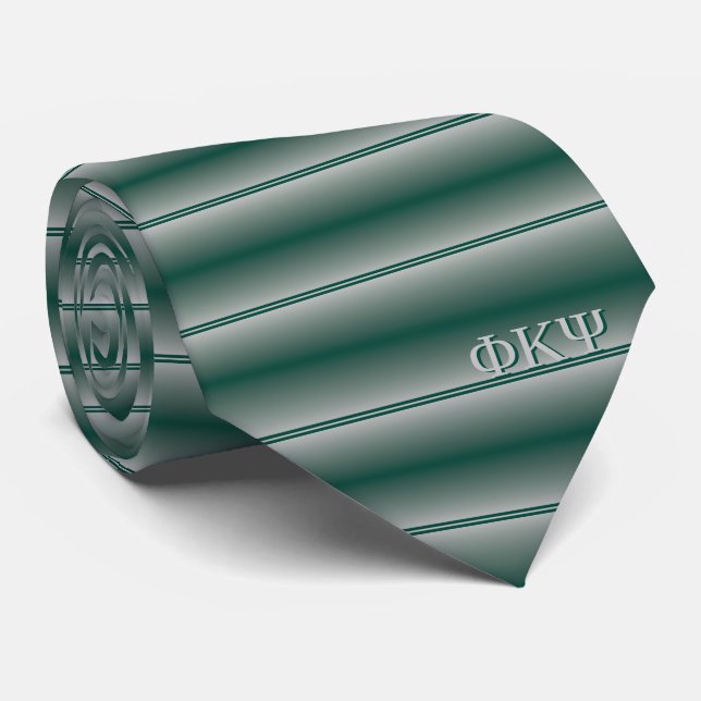Gravata Bandas clássicas monogramas em Cinzas e verdes flo (Rolled)