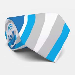 Gravata Bandas de Cinza e Azul Geométrico Simples