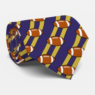 Gravata Bandas De Pescoço De Futebol Azul E Dourado/Amarel