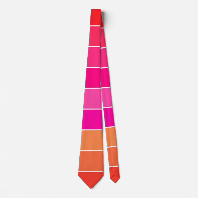 Gravata Bandas vermelhas, cor-de-rosa e laranja (Frente)