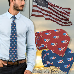 Gravata Bandeira Americana Estrelas e Stripes Patriótica