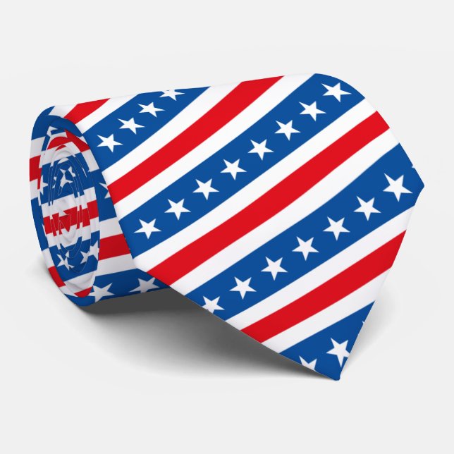 Gravata Bandeira Americana Patriótica Estrelas e Stripes (Rolled)