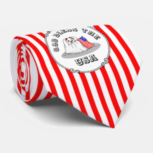 Gravata Bandeira Americana Patriótica USA Cão Maltês - Cac