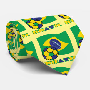 Gravata Bandeira brasileira e bola de futebol
