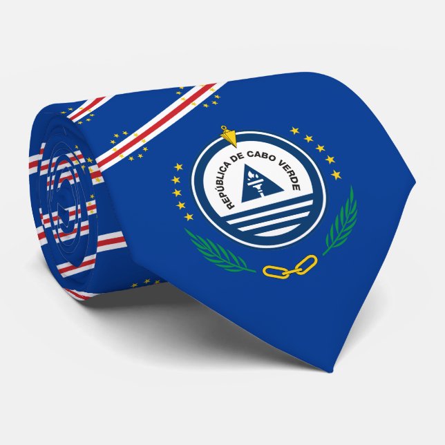Gravata Bandeira cabo-verdiana e emblema nacional, Cabo Ve (Rolled)