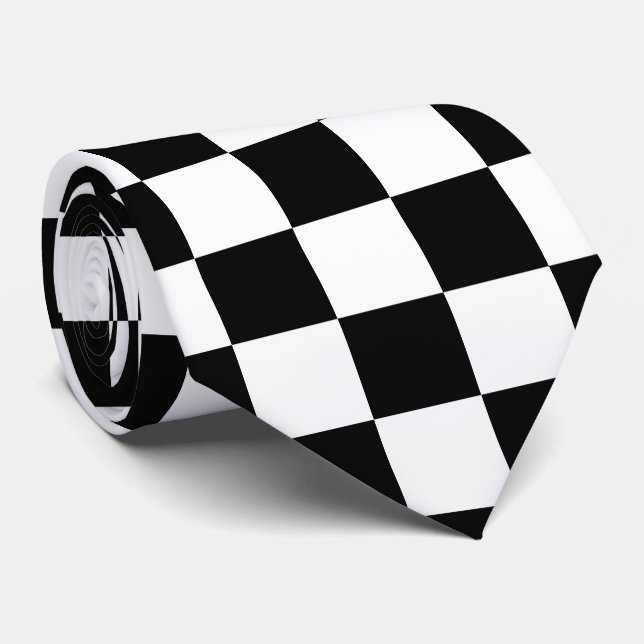 Gravata Bandeira Checkered preto e branco (Rolled)
