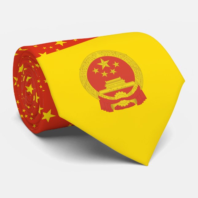 Gravata Bandeira chinesa e emblema nacional, bandeira da C (Rolled)