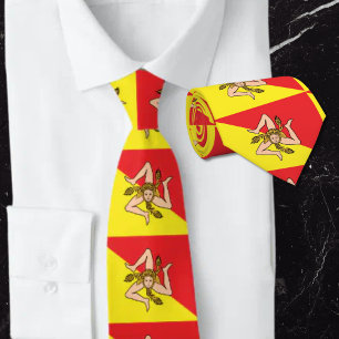 Gravata Bandeira da Sicília Trinacria Amarelo & Vermelho