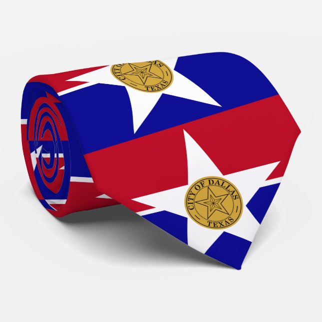 Gravata Bandeira de Dallas, Texas Neck Tie (Rolled)