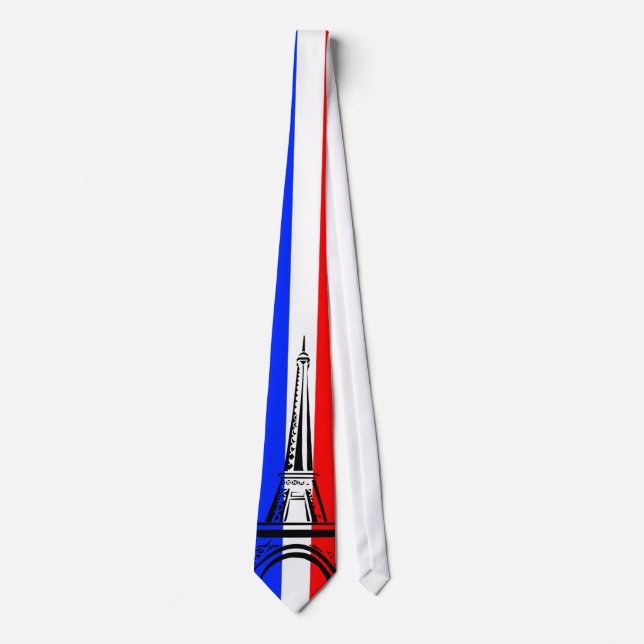 Gravata Bandeira de France com torre Eiffel (Frente)
