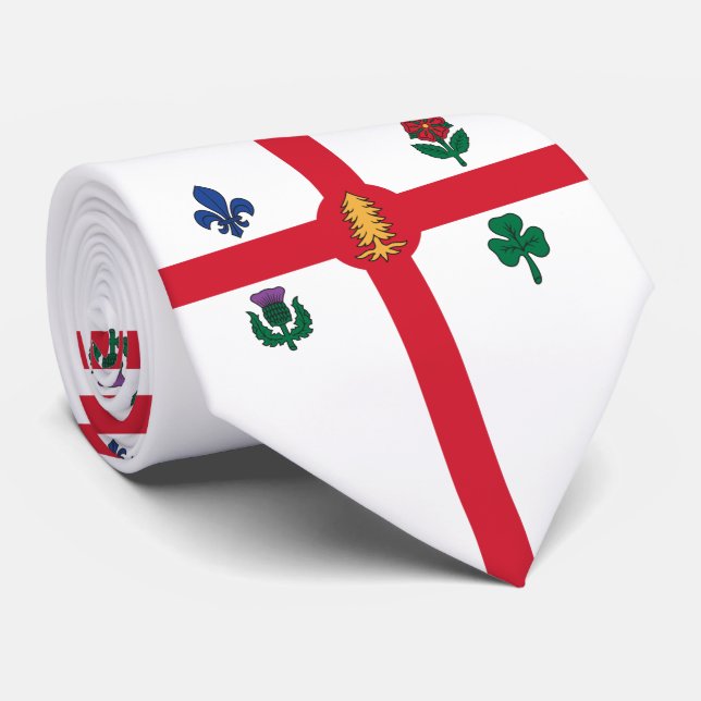 Gravata Bandeira de Montreal (Quebec, Canadá) (Rolled)