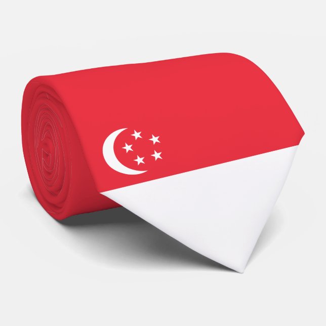 Gravata Bandeira de Singapura (Rolled)