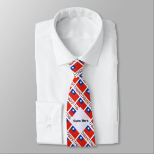 Gravata Bandeira de Taiwan e Taiwan com seu nome