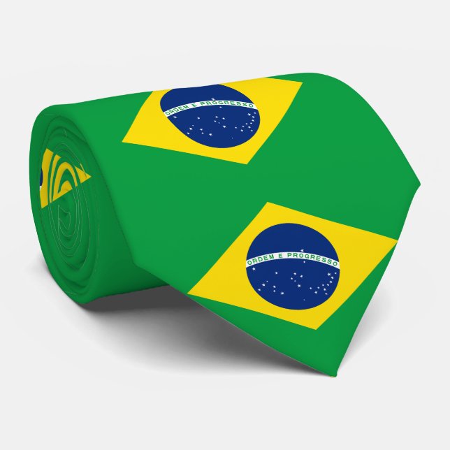Gravata Bandeira do Brasil Patriótico (Rolled)