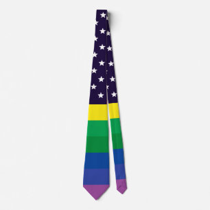Gravata Bandeira do Orgulho Arco-Íris Patriota dos EUA Est