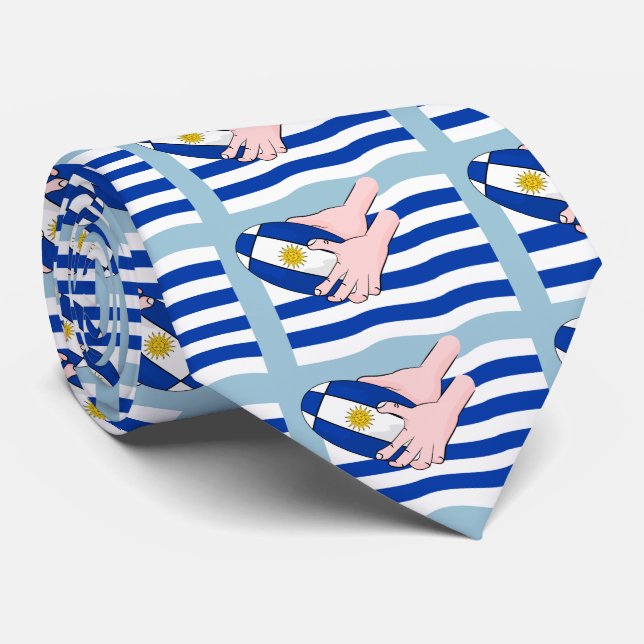 Gravata Bandeira do Uruguai com bola de râguebi (Rolled)