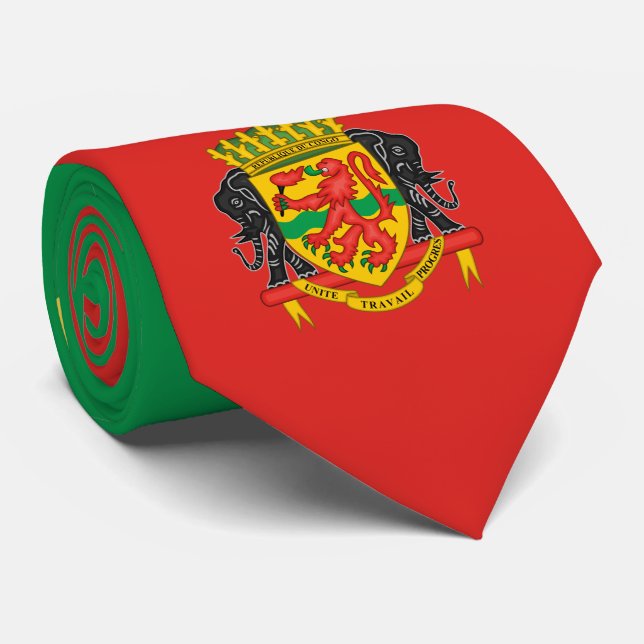 Gravata Bandeira e Casaco de armas congolesa, República do (Rolled)