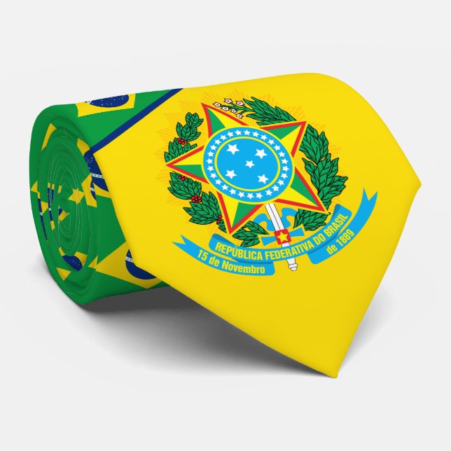 Gravata Bandeira e Casaco de Armas do Brasil (Rolled)