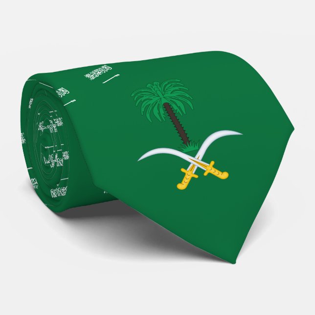 Gravata Bandeira e emblema da Arábia Saudita (Rolled)