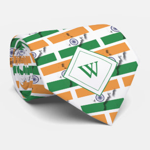 Gravata BANDEIRA INDIANA monograma da Índia