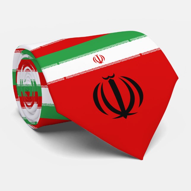 Gravata Bandeira iraniana e emblema nacional, bandeira do  (Rolled)