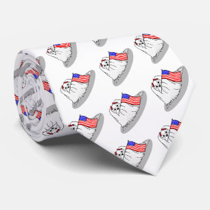 Gravata Bandeira Patriótica Americana Cão Maltês - Cute