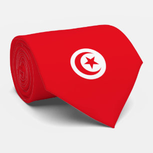 Gravata Bandeira Tunisina (Tunísia) (Crescente Islâmico)