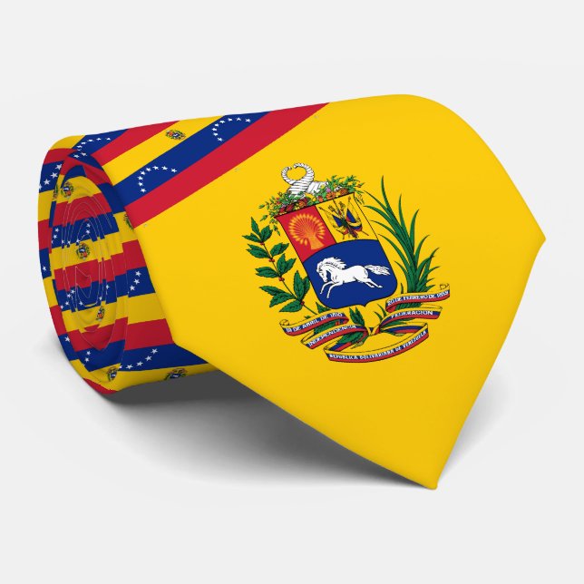 Gravata Bandeira venezuelana e Casaco de armas, bandeira d (Rolled)