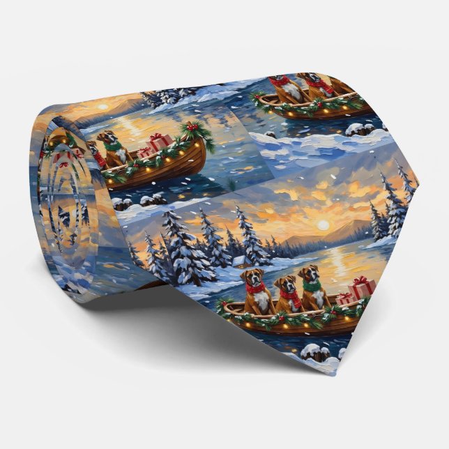 Gravata Barco de Natal do Boxer Feriado (Rolled)