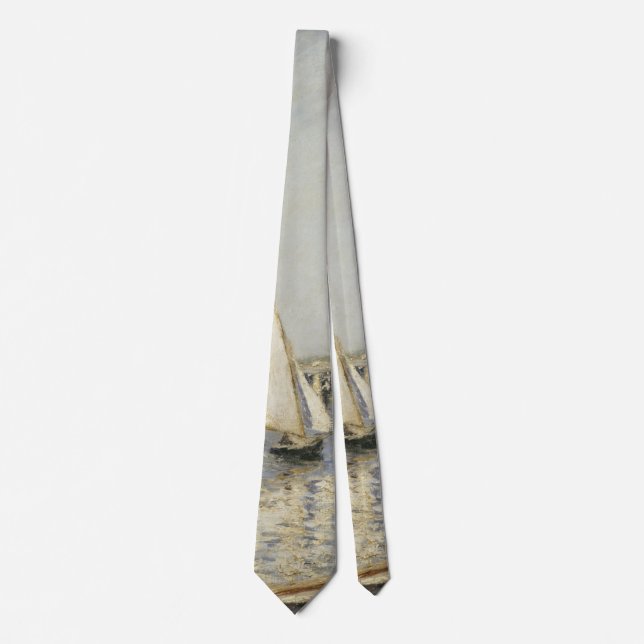 Gravata Barcos à vela na Argentina por Gustave Caillebotte (Frente)