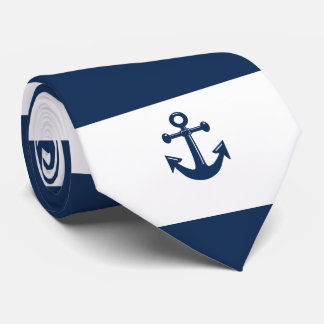 Gravata Barcos do Capitão Ancoram Azul e Branco