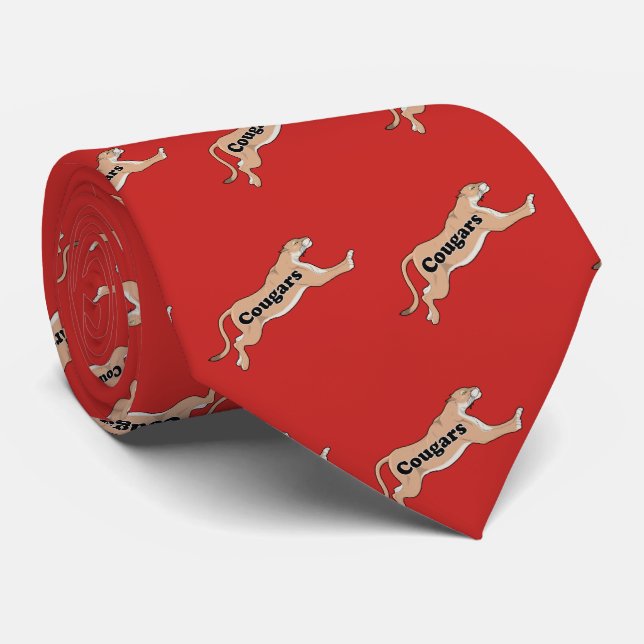 Gravata Baseball de futebol de Mascot da Equipe Cougar (Rolled)