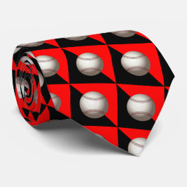 Gravata Baseball em Colheita Vermelha e Negra