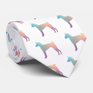 Gravata Basenji Geométrico Pattern Silhouette Pastel