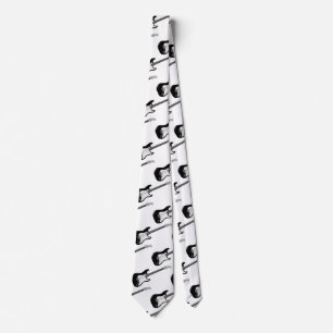 Gravata Bass Guitar Black White Tie