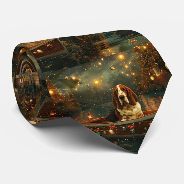 Gravata Basset Hound Christmas Festive Voyage (Rolled)