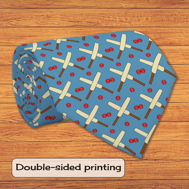 Gravata Batedores de críquete repetindo padrão azul (Criador carregado)