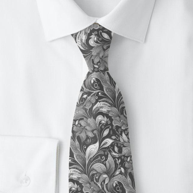 Gravata Batik Botânico de Metal Cinzento (Criador carregado)