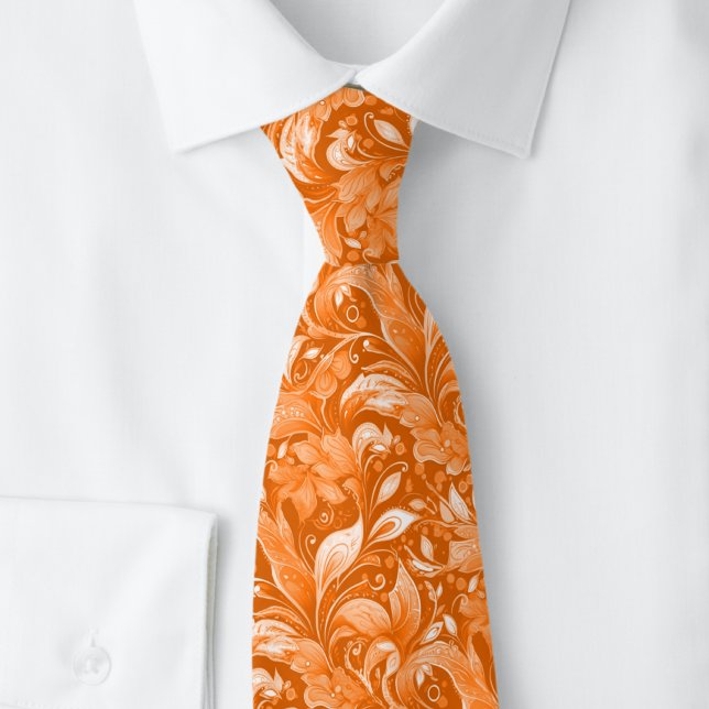 Gravata Batik Botânico Laranja Queimado (Criador carregado)
