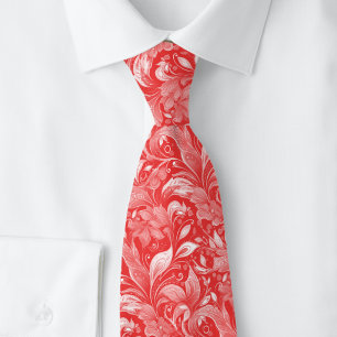 Gravata Batik Botânico Vermelho Clássico