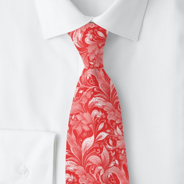 Gravata Batik Botânico Vermelho Clássico (Criador carregado)