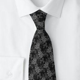 Gravata Batik Floral Carvão
