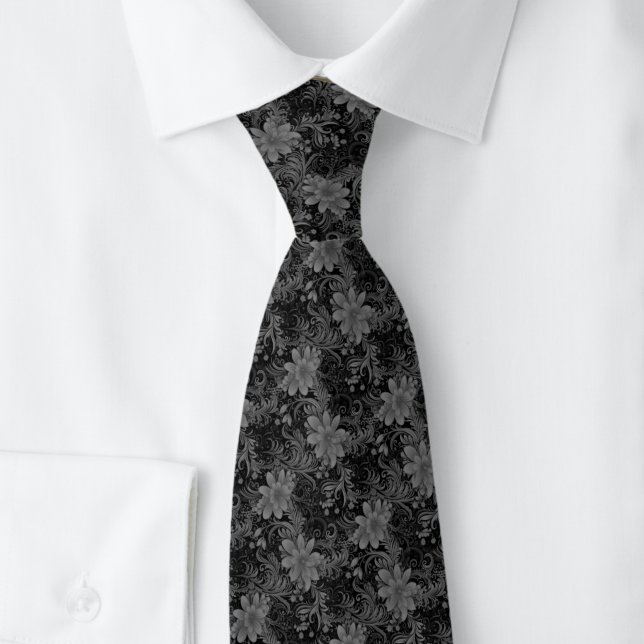 Gravata Batik Floral Carvão (Criador carregado)