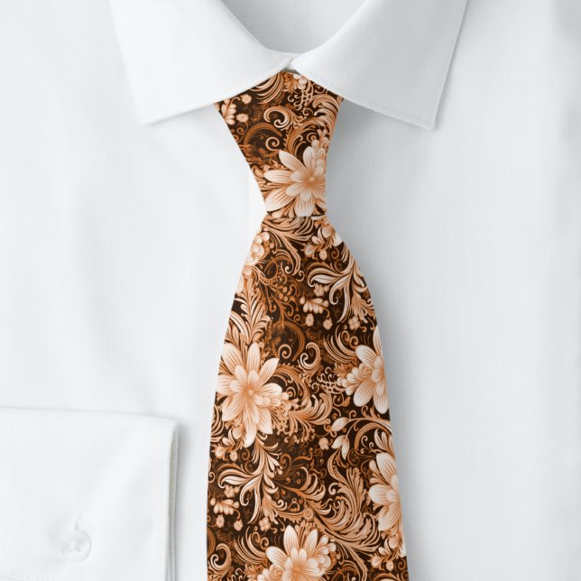 Gravata Batik Floral Castanha (Criador carregado)