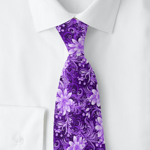 Gravata Batik Floral de Berinjela